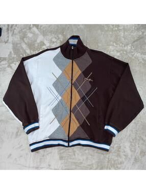 Vintage Phat Farm Track Jacket Brown Y2K Hip Hop Streetwear Men’s Size XL